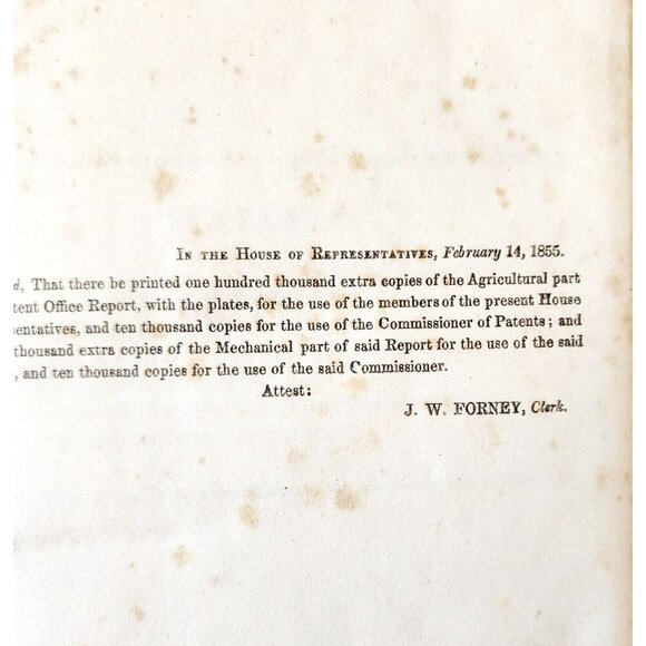 House Of Rep Commissioner Of Patents 1855 Victorian HC First Edition Vol 1 HBS - Picture 4 of 9